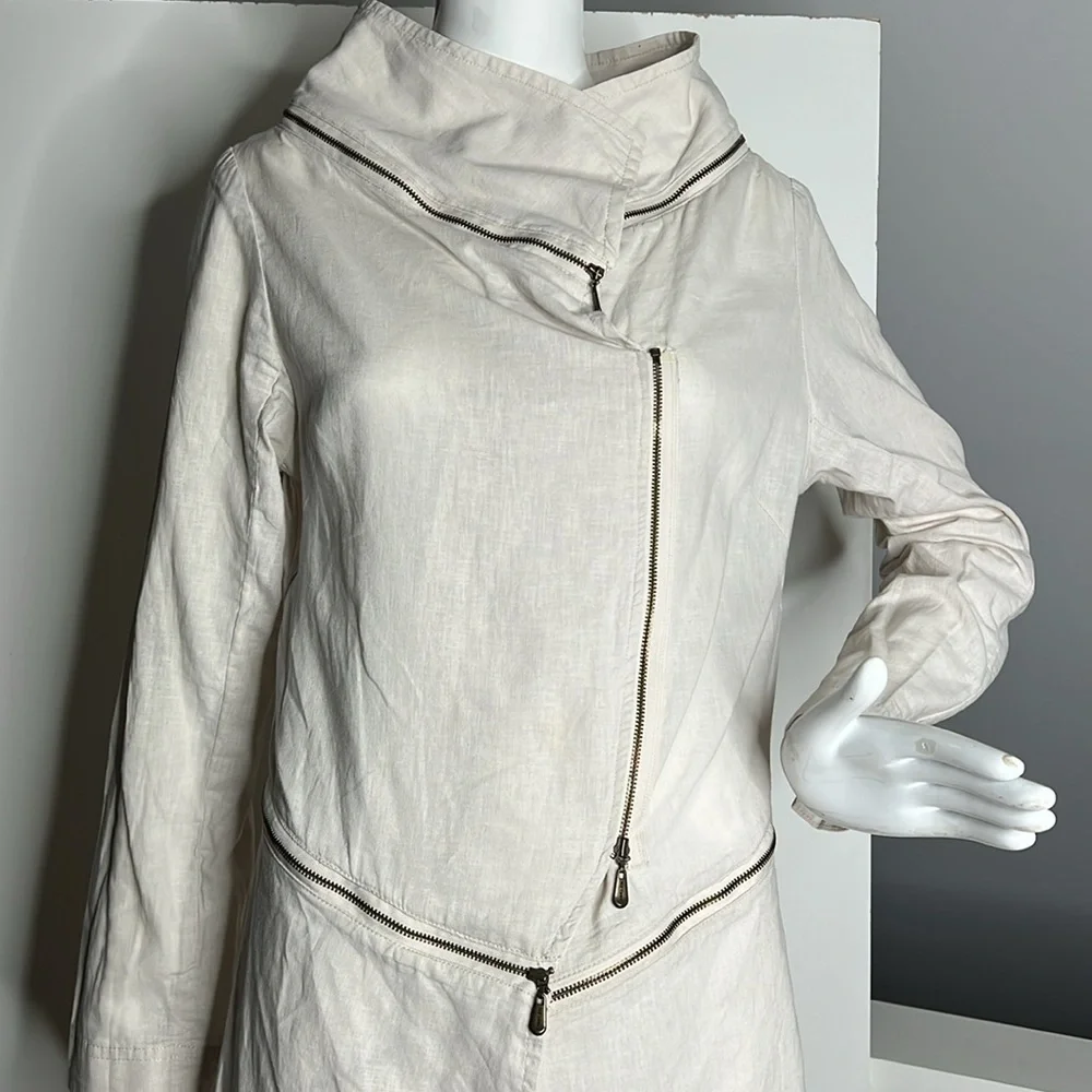Osklen Sz P Small (Fits 4-6) Linen Cotton Geometric Jacket Dress